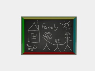 Fototapeta premium Family in black board on a white background