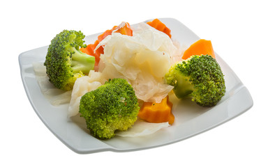 Boiled cabbage and broccoli