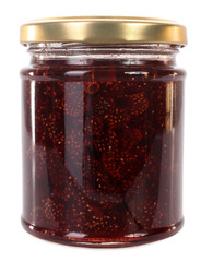 Wild strawberries preserved in glass jar