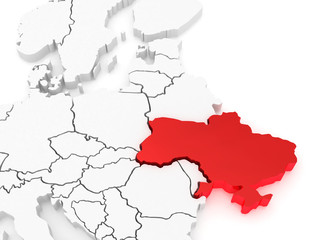 Map of Europe and Ukraine.