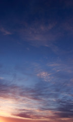 Evening sky. Sunset over sea.