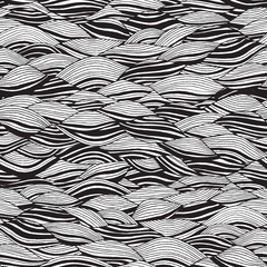 Beach seamless pattern in black and white