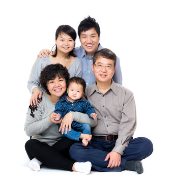 Happy asian three generation family