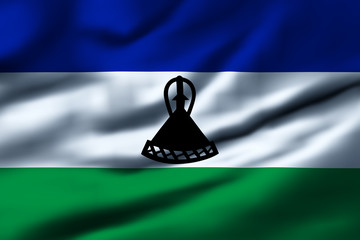 Waving flag, design 1 - Lesotho