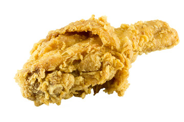 Fried chicken on white background.