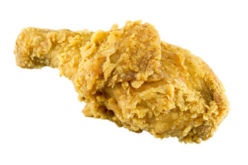 Fried chicken on white background.
