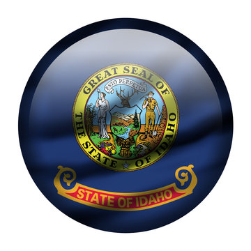 Illustration with waving flag button - Idaho