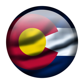 Illustration with waving flag button - Colorado