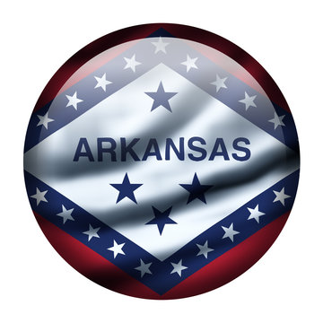 Illustration with waving flag button - Arkansas
