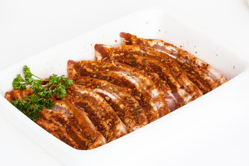 Tranches de poitrine de porc marinées à la mexicaine