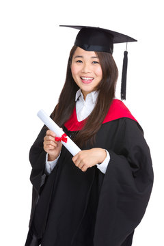 Graduating student girl with academic gown