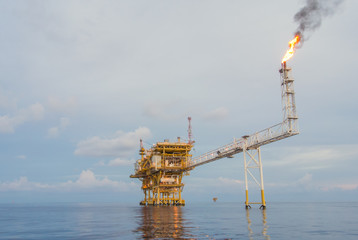 oil production platform on the sea