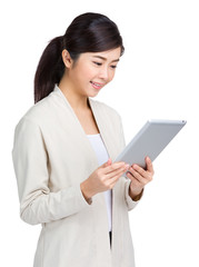 Young woman using tablet