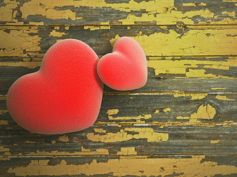 heart with wood background