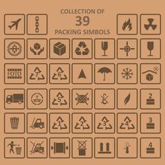 Collection of packing simbols on backgrownd