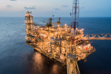 oil production platform on the sea