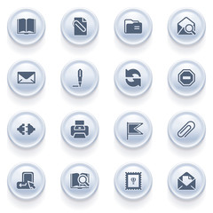 E-mail icons on blue buttons.