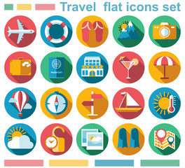 Travel flat icons set