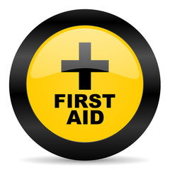 Fototapeta premium first aid black yellow web icon