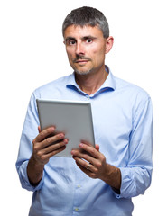 Man using digital tablet