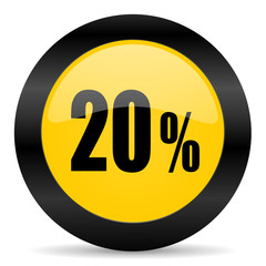 20 percent black yellow web icon