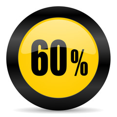 60 percent black yellow web icon