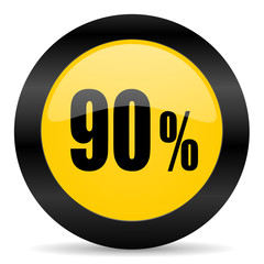 90 percent black yellow web icon