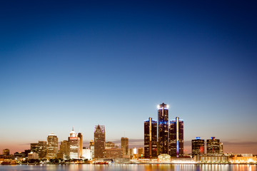 Detroit, Michigan skyline at twilight