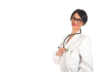 Beautiful female doctor with stethoscope