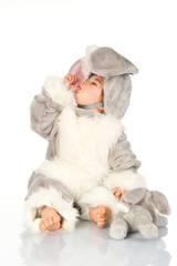 Obraz premium Cute baby wearing bunny costume