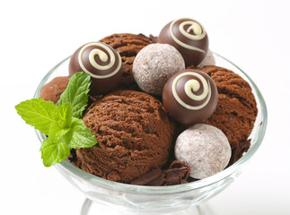 Chocolate ice cream and truffles