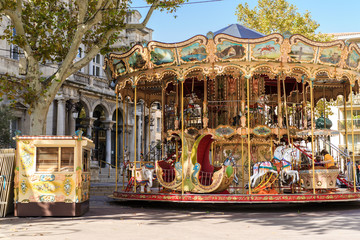 Carousel near the Palais des Papes in Avignon France.