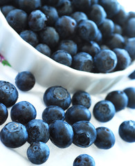 Ripe blueberries in a bowl.