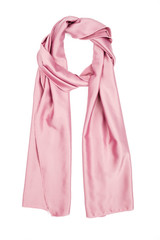 the scarf pink silk, isolated on a white background