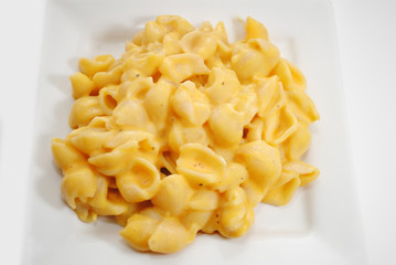 Macaroni and Cheese Served on a Small Plate