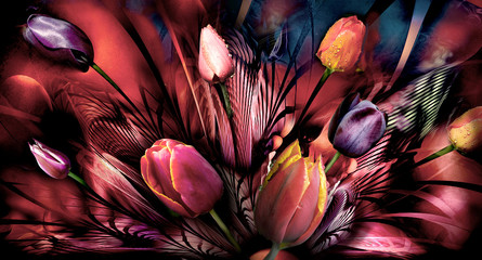Obrazy na Szkle  tulipany
