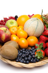 Basket with different fruits