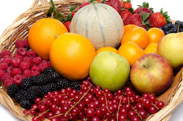 Basket with different fruits