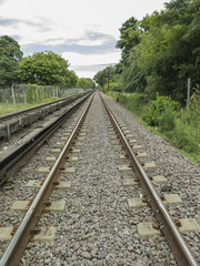 Fototapeta na wymiar Vías de tren, ferrocarril. Comunicación , transporte.