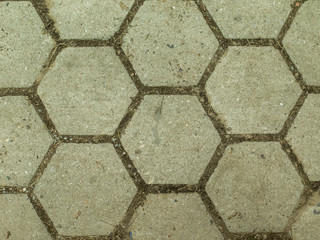 Textura de piso de bloques de cemento premoldeado hexagonal
