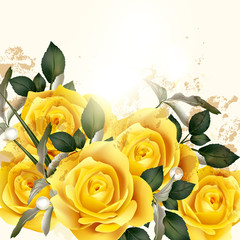 Beautiful vector background with beige roses