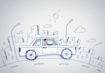 Man in car