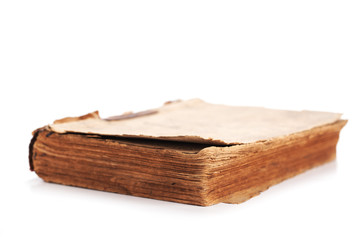 old books on white background