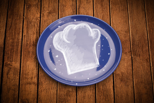 Colorful plate with hand drawn white chef symbol