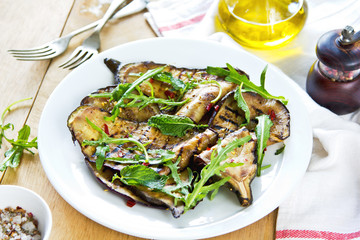 Grilled Aubergine salad with Rocket
