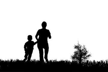 Vector silhouette of family.