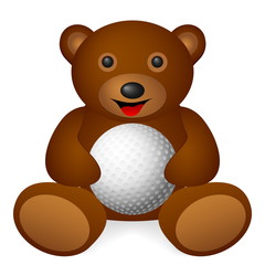 Teddy bear golf ball on a white background. Vector illustration.