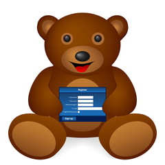 Teddy bear register on a white background. Vector illustration.