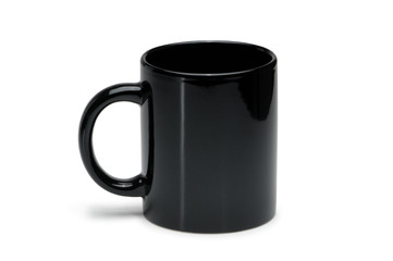 Black ceramic cup isolated on white background