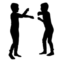 vector silhouette of children.